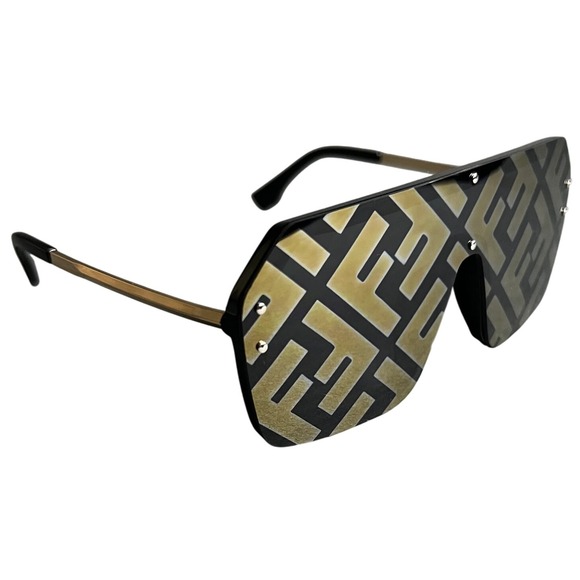 Sunglasses Shield Visor FF Logo Studded Accents‎ Designer - Picture 1 of 4